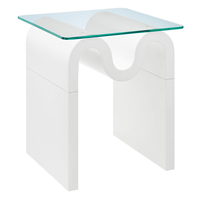 Ondine Glass Top Side Table In Spiced Apple, White