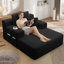 Luxueuse chaise longue convertible avec fonction canapé-lit 2-en-1, coussin en mousse à ressort, pochette de rangement et conception sans assemblage pour les petits espaces-130000079