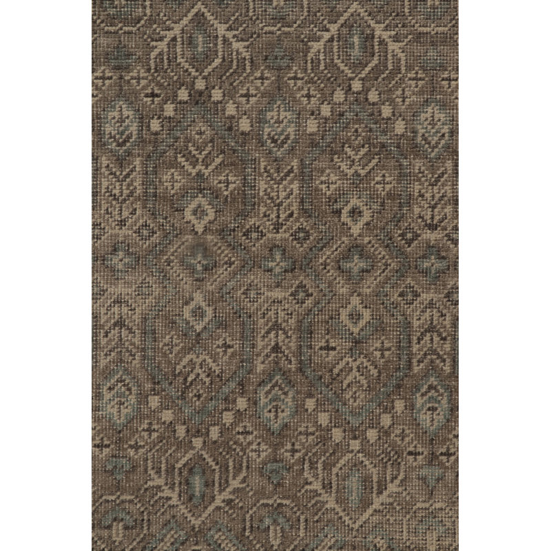 Distressed Homage Hand Knotted Wool Geometric Area Rug, Rectangle 10' x 14'