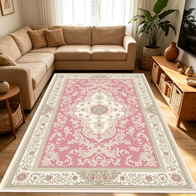 Tapis à motif floral traditionnel de 1 pièce pour le salon, doux et confortable, convenant à toutes les saisons, facile à entretenir et lavable à la machine, convient à la chambre à coucher, à la salle à manger, au couloir, au patio, au balcon, à la maison, à la décoration extérieure.