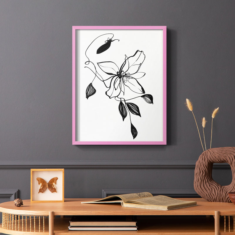 Wild Clematis I, toile tendue avec châssis de qualité supérieure - prête à être accrochée, Rose, H 10 po x l 8 po x P 1 po
