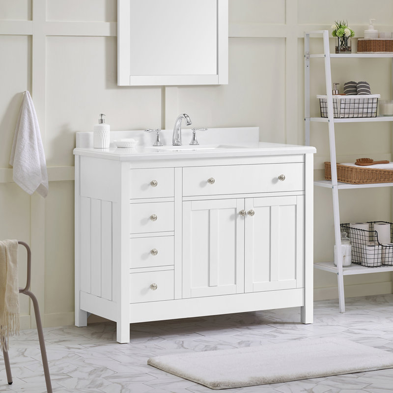 Ensemble de meuble-lavabo simple 42 po Newcastle, Blanc, Blanc