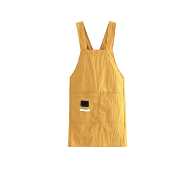Tablier en nylon doux résistant à l'eau, sangle arrière réglable en H avec grande poche pour la cuisine de jardinage, jaune 27,6 x 25,6 po