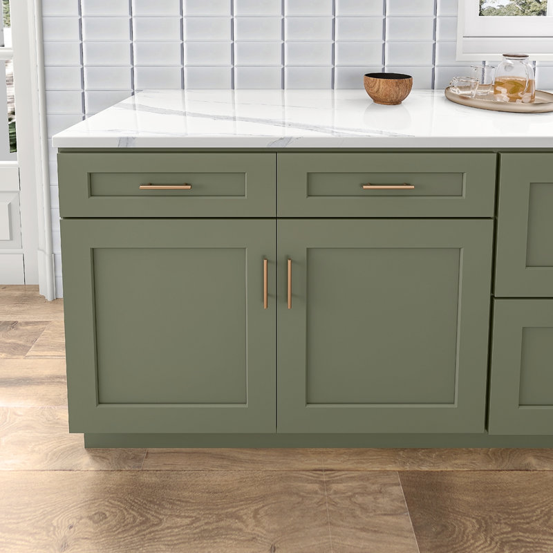 Armoire de cuisine en bois massif prêt à assembler Sinber, 42", Vert saga