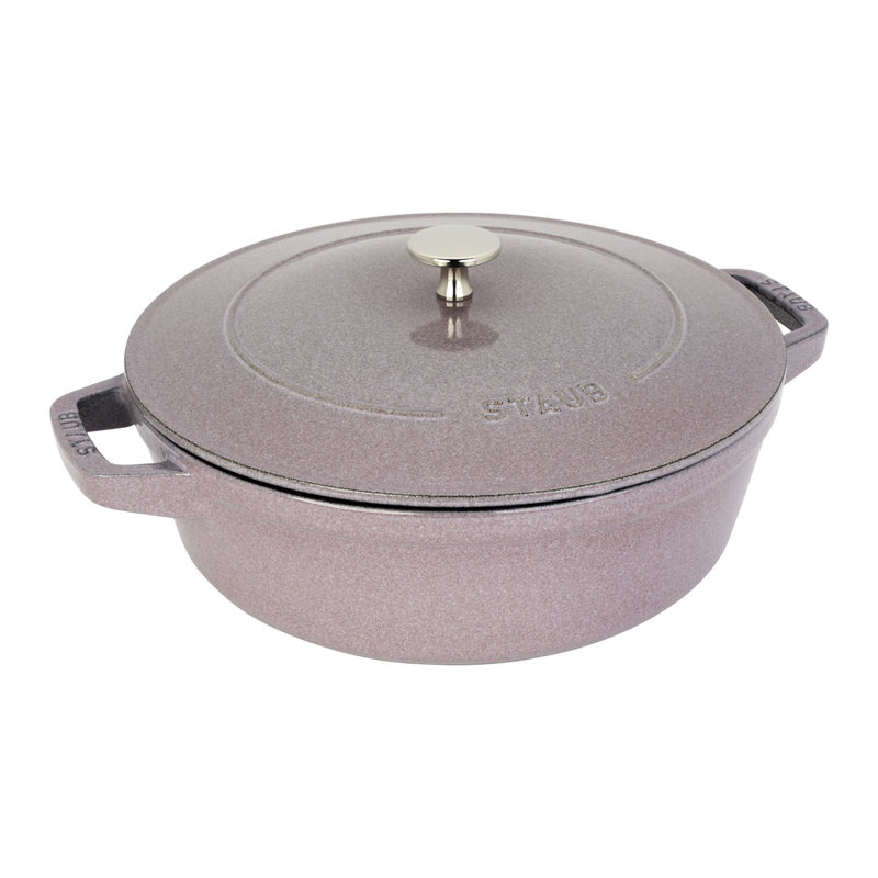 Staub Cast Iron Set 4 Piece, Stackable Space-Saving Cookware Set, Dutch Oven with Universal Lid, Made in France, Lilac