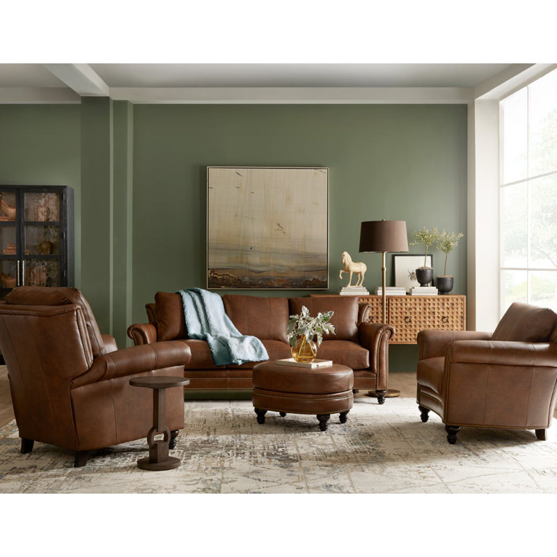 Richardson Sofa, Natural Brass with Turned Leg