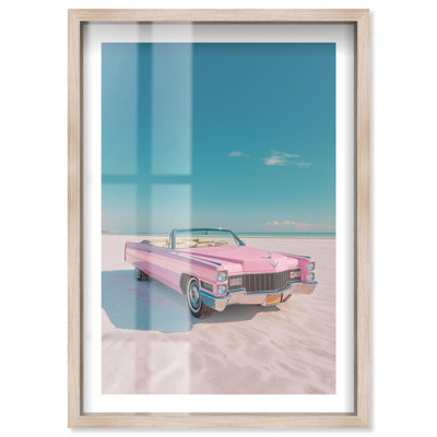 «Pink Cadillac Dream Shadowbox Print Retro Glam Decor» par Notoriart, cadre blond, 20 x 30