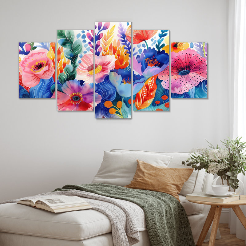 Aquariums oranges bleus Floral Dreams II - ensemble de décorations botaniques