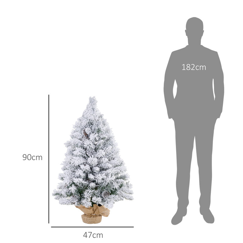 HOMCOM 3ft Prelit Artificial Christmas Tree Warm White LED Light Green