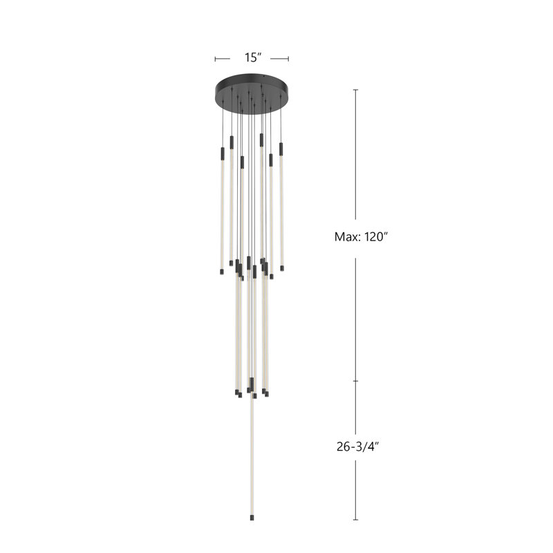 Motif 13 - Light LED Pendant, 26.75" H x 12.75" W x 12.75" D, Brushed Gold