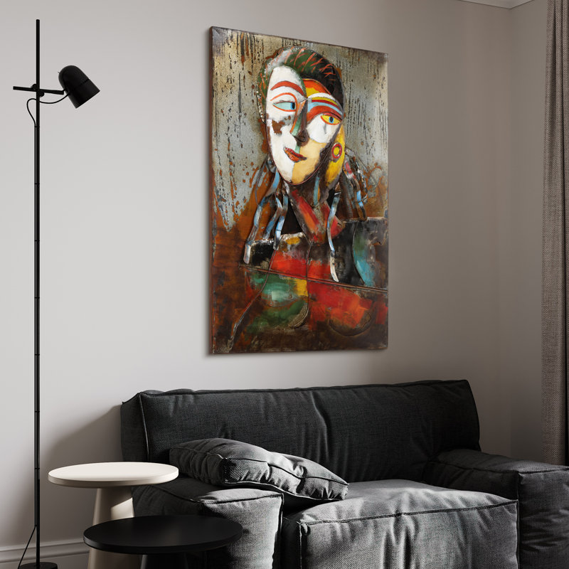 Décoration murale peinte à la main en fer mélangé à la main "homme 1"
