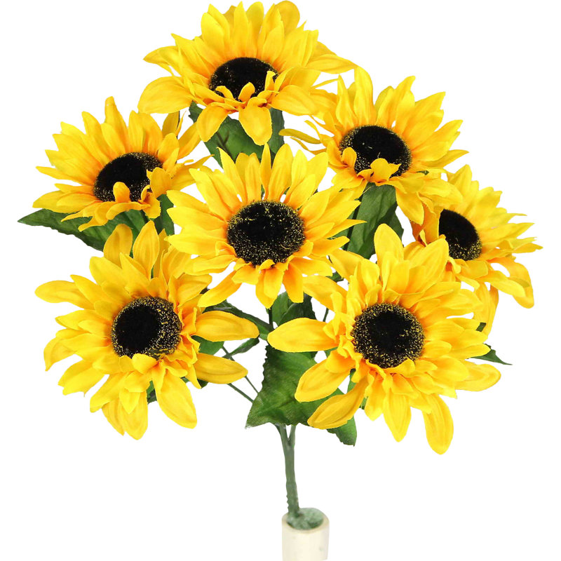 Tige de tournesol pleine floraison, H 14 po x l 9 po x P 5,5 po