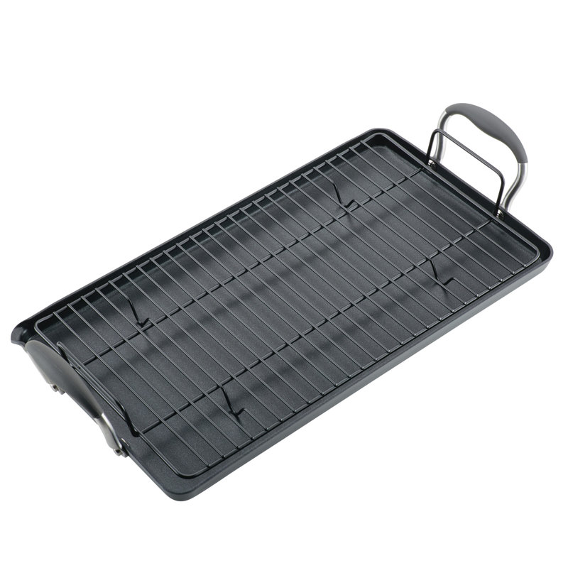 Anolon Advanced Home Hard Anodized Nonstick Double Burner Griddle, 10 Inch X 18 Inch, Gray