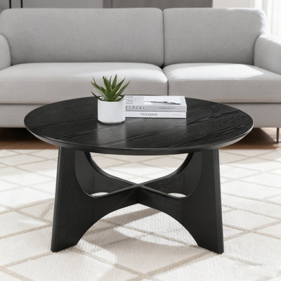 Urian Cross Legs 36" Round Coffee Table,Wood coffee table