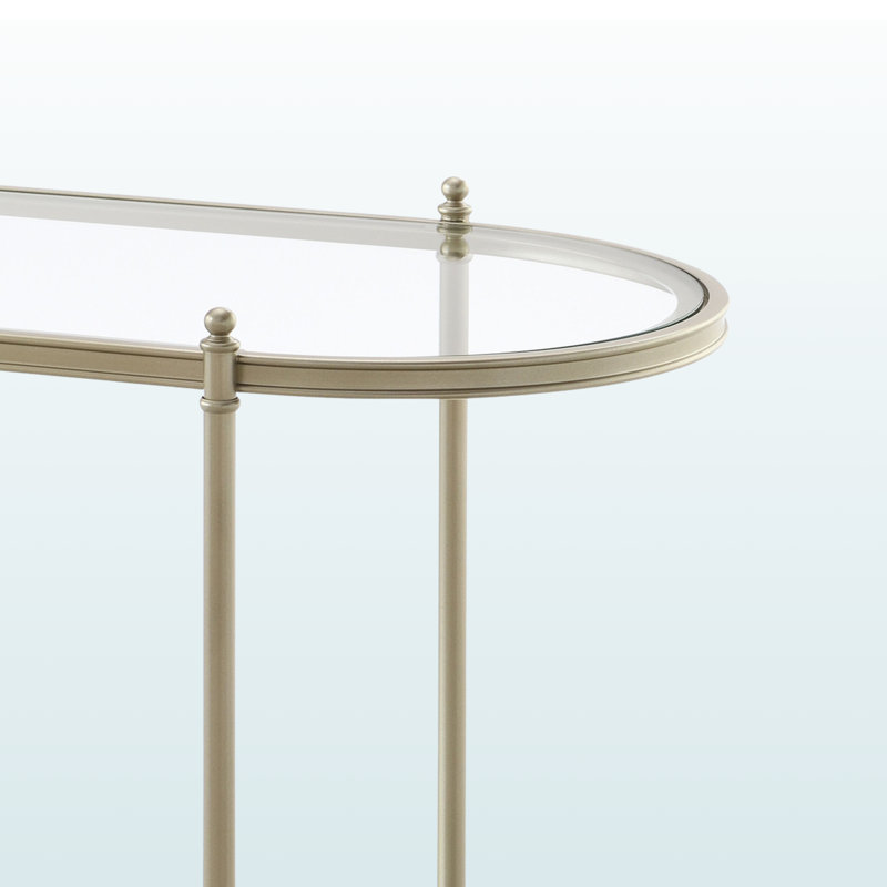 Table de canapé à finition champagne Zaba - Plateau en verre trempé élégant et structure en métal robuste pour des espaces de vie élégants