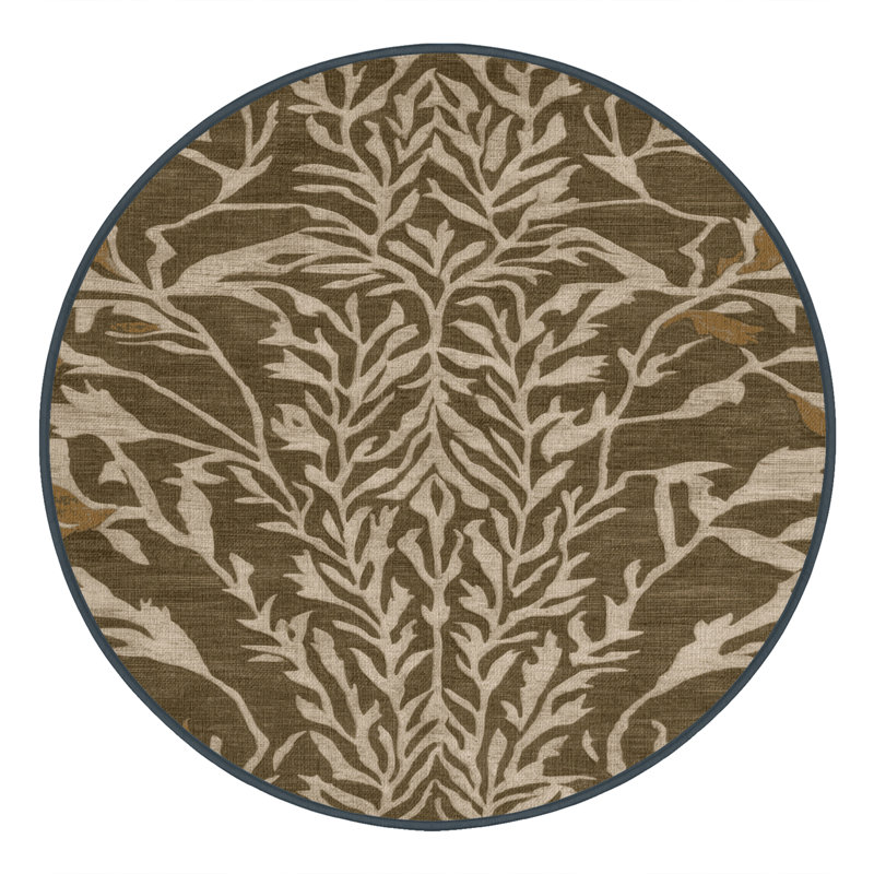 Machine Washable Nature Brown Area Rug, Round 3'