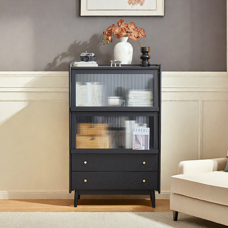 Light luxury black classic bookcase