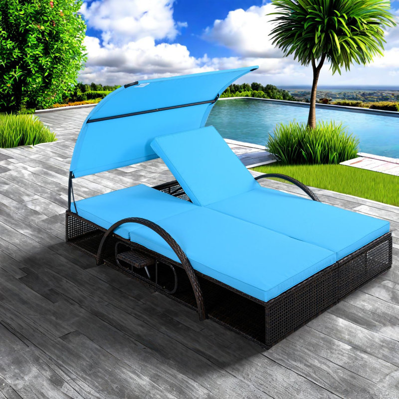 Adjustable Patio Chaise Lounges, Steel Hdpe Modern Poolside Garden Bed
