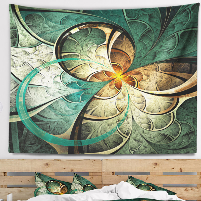 Tapisserie fleur abstraite, H 68 po x l 80 po