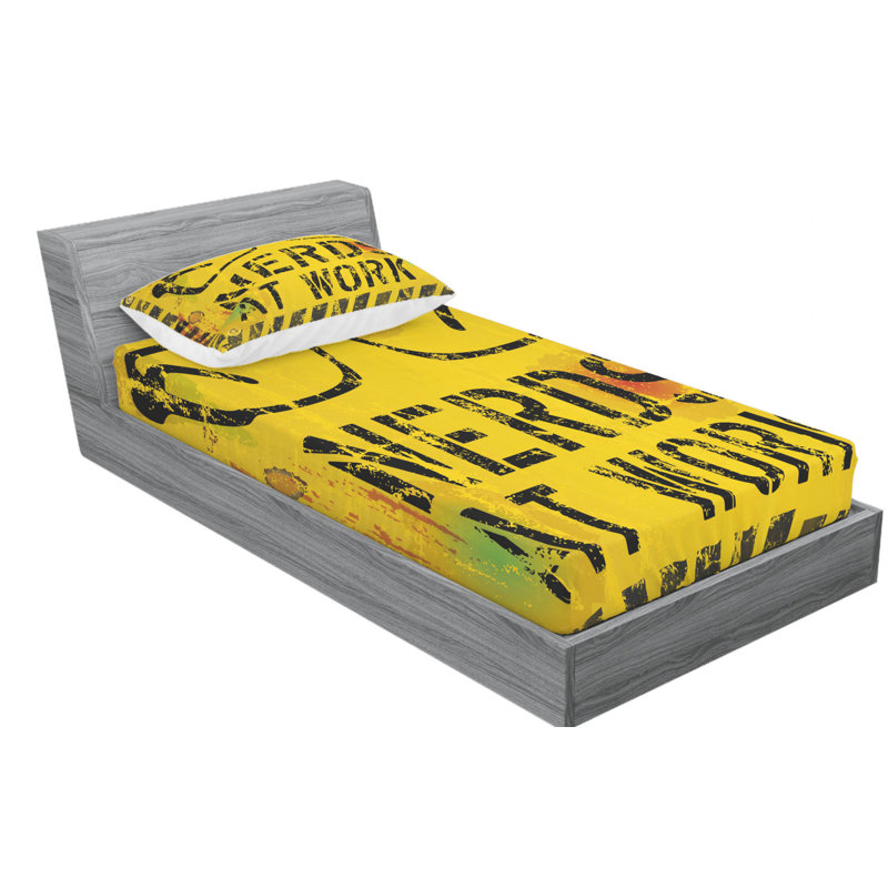 Ensemble de draps rayés "Nerds at Work", Ensemble de draps pour lit simple avec drap-housse