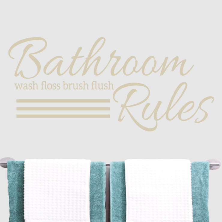 Décalcomanie murale règles de salle de bain, Beige