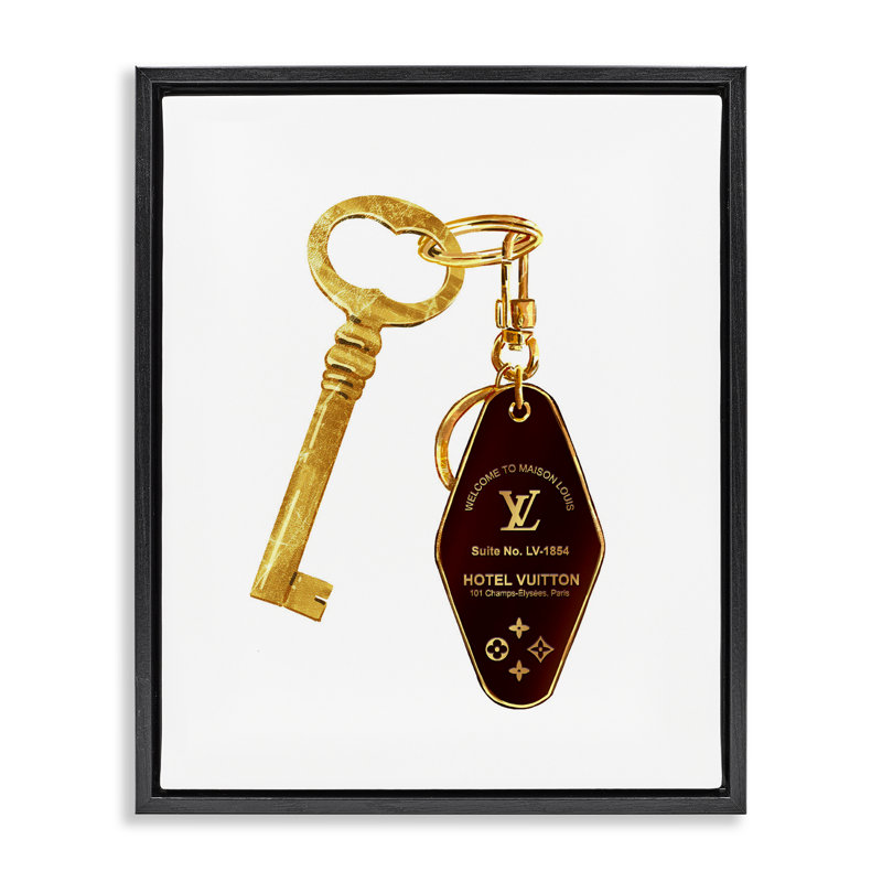 Cadre flottant Glam Gold Key, design par Ziwei Li, Cadre flottant noir de jais, H 21 po x l 17 po