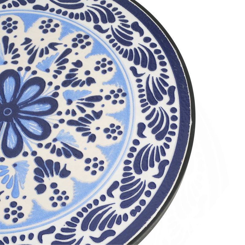 Table d'appoint de patio, bleu et noir