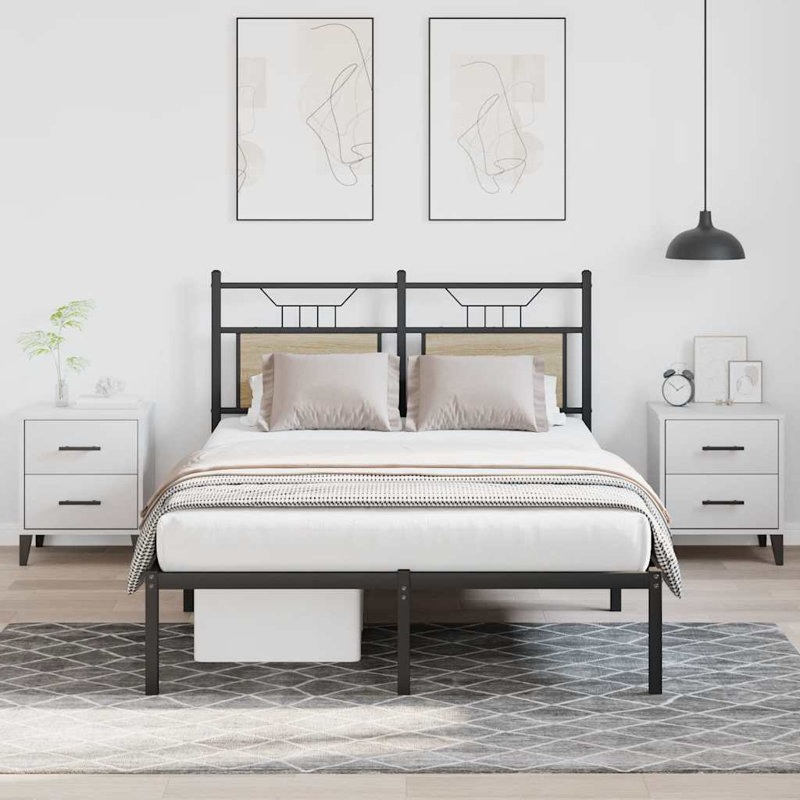 Bed Frame Without Mattress Engineered Wood, Small Double (4'), Sonoma Oak