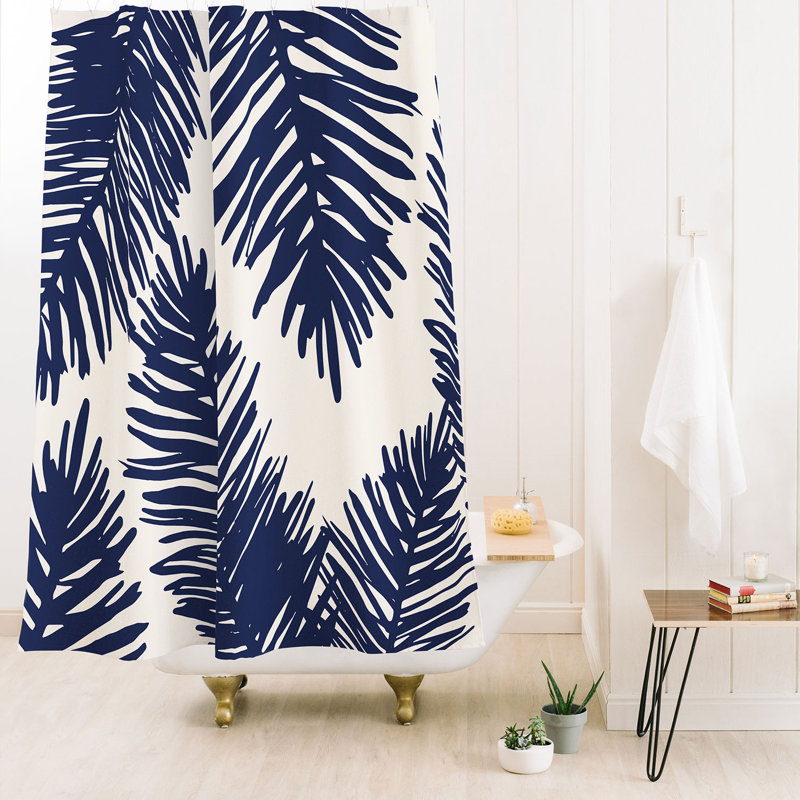 Rideau de douche Ninola Design, Crème / floral bleu marine