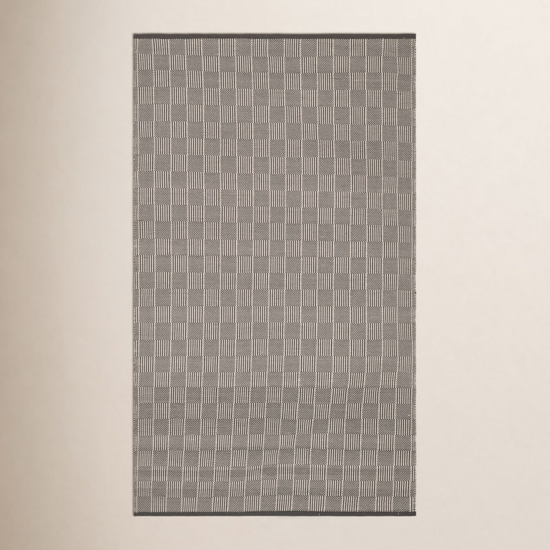 Squares Grey Indoor/Outdoor Rug, Rectangle 5' x 8'