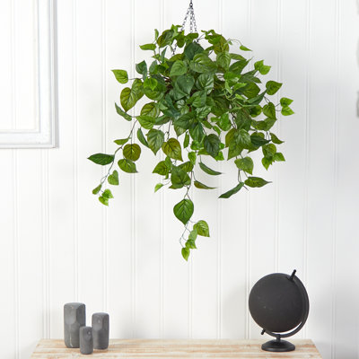 30'' Faux Philodendron Plant in Wood Basket