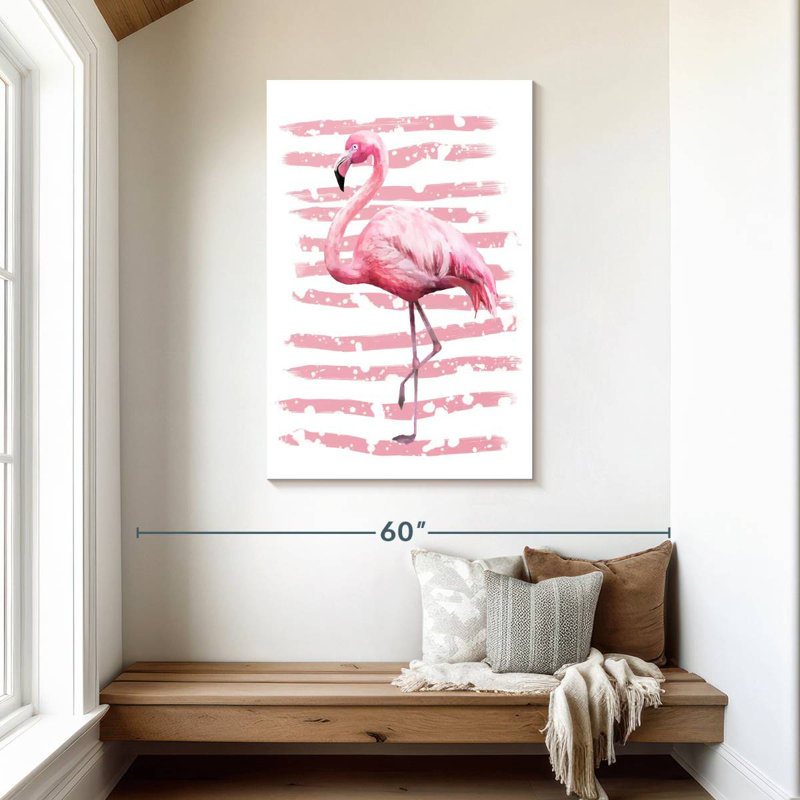 Flamant rose rayé, H 45 po x l 30 po