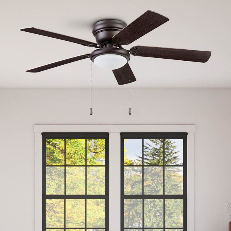 West Hill 52'' Ceiling Fan with Light Kit, Satin Nickel with Dark Chestnut/Rough Pine Blades