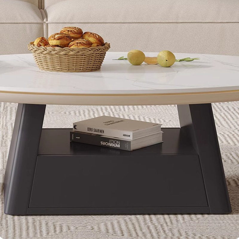 Oval rock panel coffee table living room, 15.20" H x 51.2" L x 27.6" W