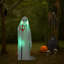 Décorations d'Halloween en plein air de 4,3 pi, fantôme grandeur nature animée avec trident, lumières de fête activées par le son avec lumières vertes et son effrayant