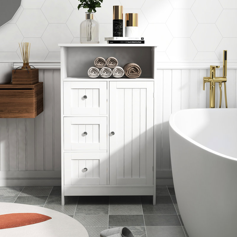 Armoire de rangement de salle de bain blanche - 3 tiroirs et 1 porte pour un rangement attrayant 3 1 porte Un choix pratique