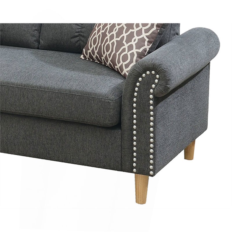 Ensemble de canapé modulaire réversible en polyfibre couleur ardoise, Gris