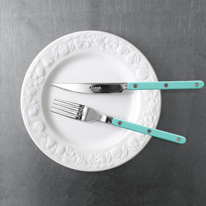 Bistrot Solid 5 - Piece Stainless Steel Flatware Set - Service for 1, Pastel Green