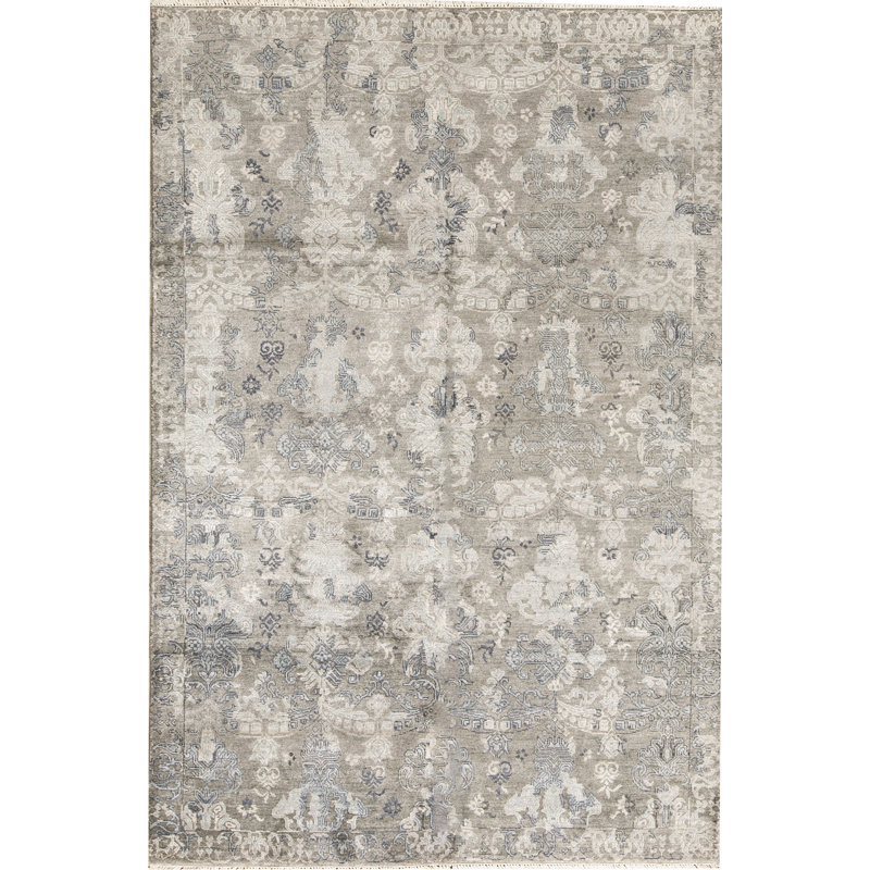 Tapis gris de haute qualité noué à la main