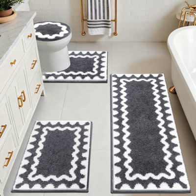  Tapis de bain absorbants et antidérapants lavables (ensemble de 4)