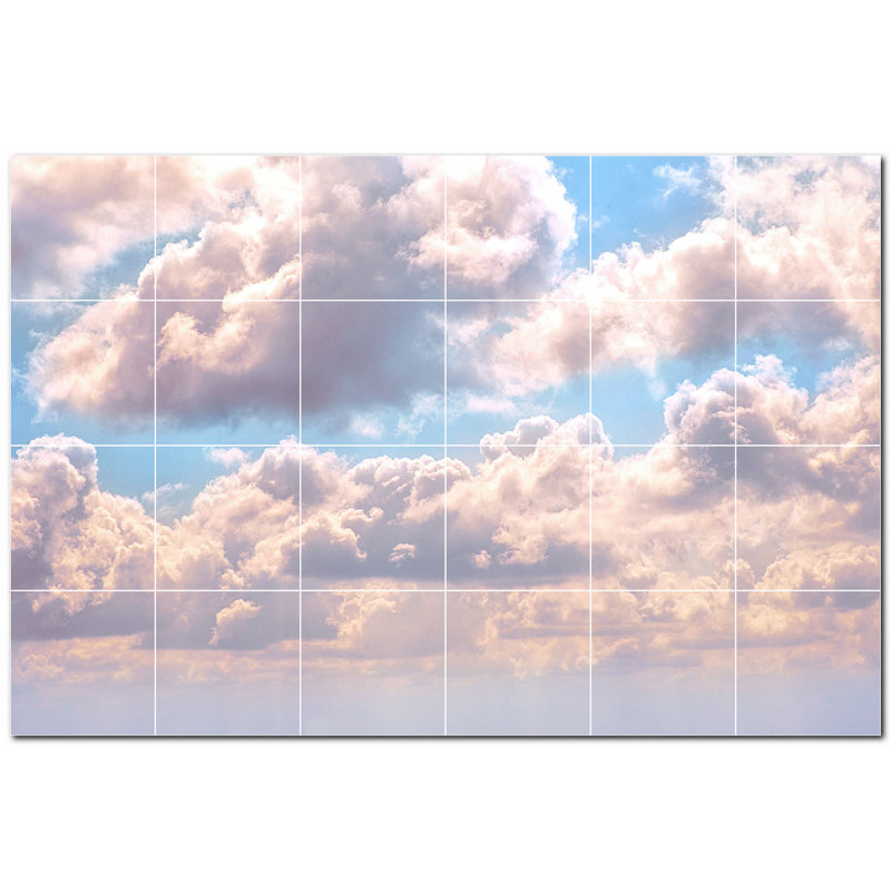 Clouds Photo 12'' x 12'' Satin Ceramic Decorative Mural
