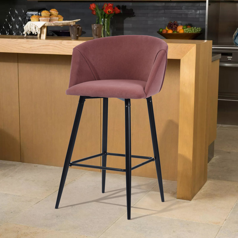 Fryman Upholstered Counter Stool with Metal Frame, Rose