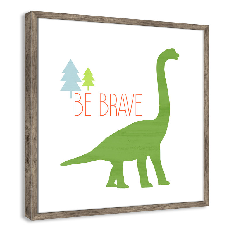 Dino Brave 1 ', art encadré, 22.5" H x 22.5" W x 1.18" D, Encadré de boîte de grange gris