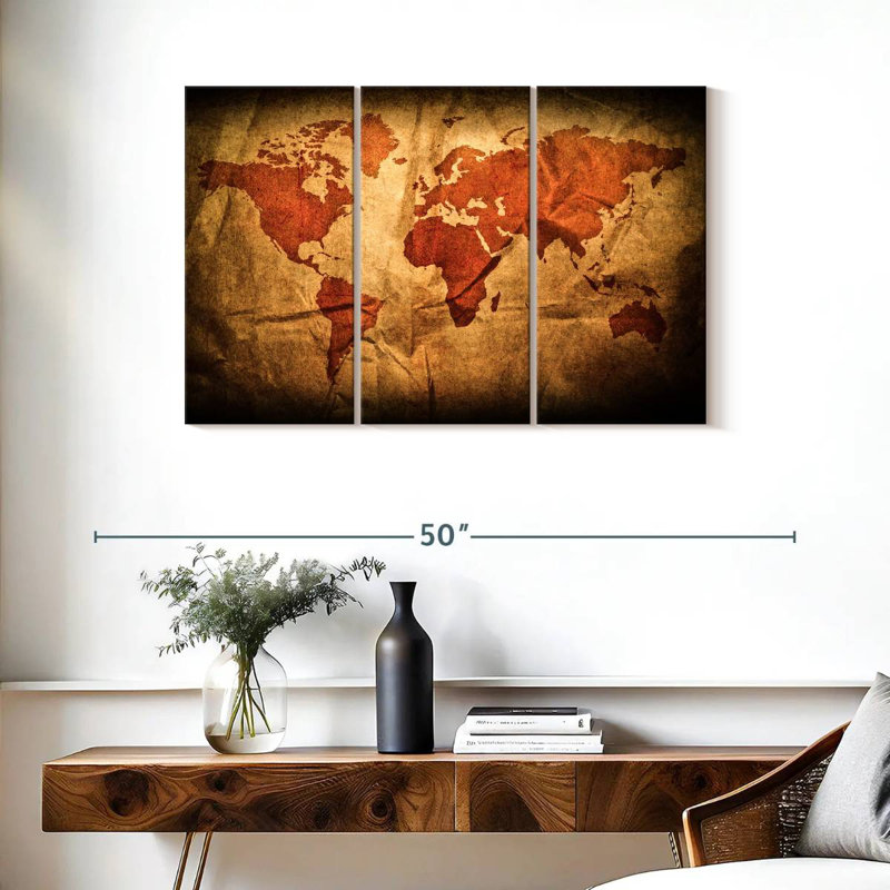 Aliaz Wrinkled World Map, 24" H x 38" W