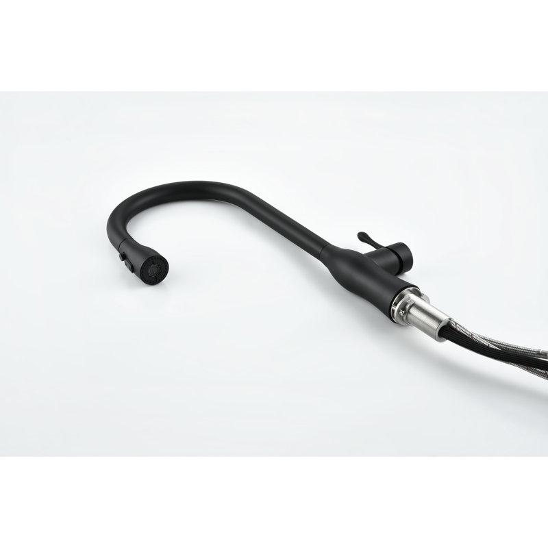 Robinet de cuisine escamotable noir mat avec conception à ressort exposé, fonction escamotable en acier inoxydable pour robinet à grande arche, fabrication