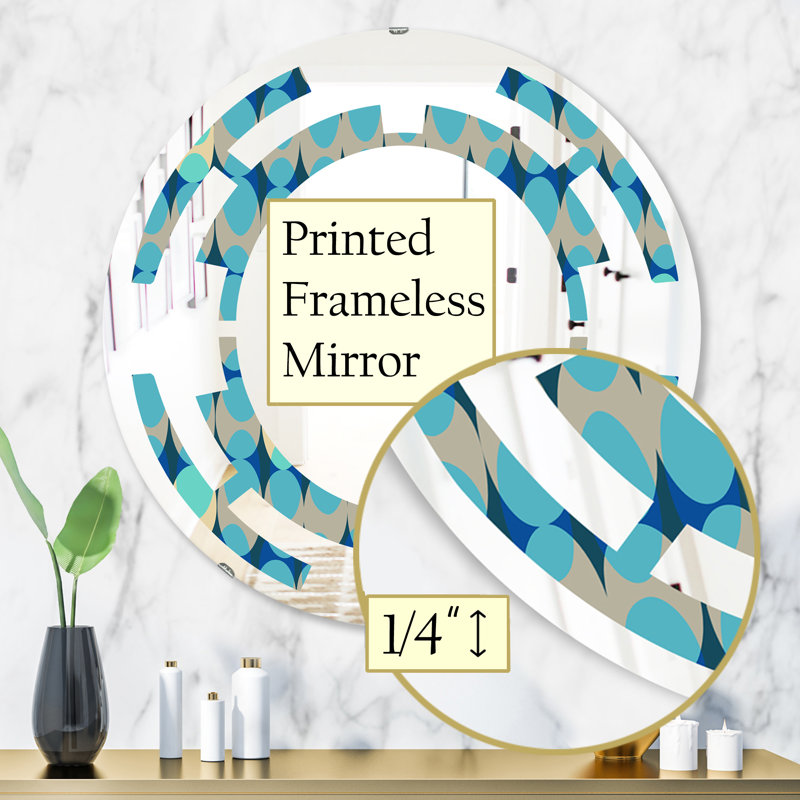Miroir mural abstrait sans cadre moderne et contemporain, H 31,5 po x l po