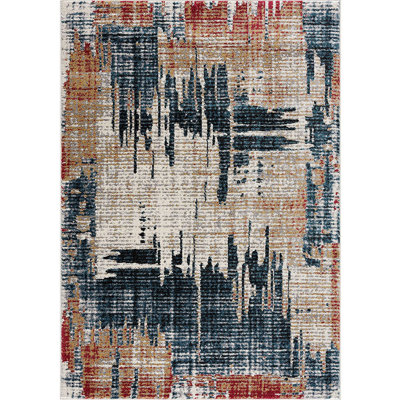 Rug Branch Mehr 8' x 11' (7'9" x 10'6") Blue/Red Abstract Indoor Area Rug, Contemporary, Medium Pile, Stain-Resistant Carpet - Living Room, Bedroom, Dining Room, and Kitchen