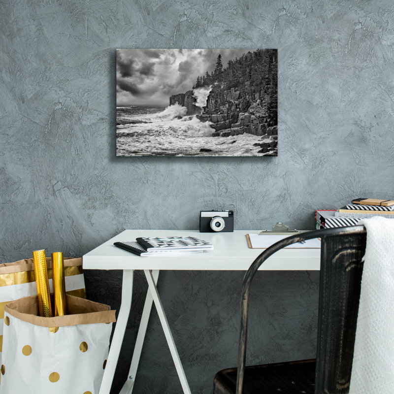 «Noreaster At Otter Cliff» par Rick Berk, art mural sur toile, H 12 po x l 18 po x P 0,75 po