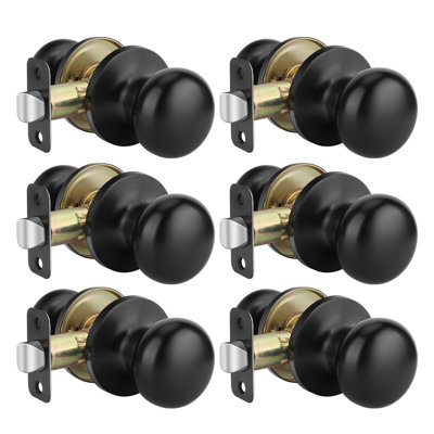 Black Closet Door Knobs, Passage Door Knobs, Matte Black Door knob Without Lock for Hallway, Closet(6 Pack)