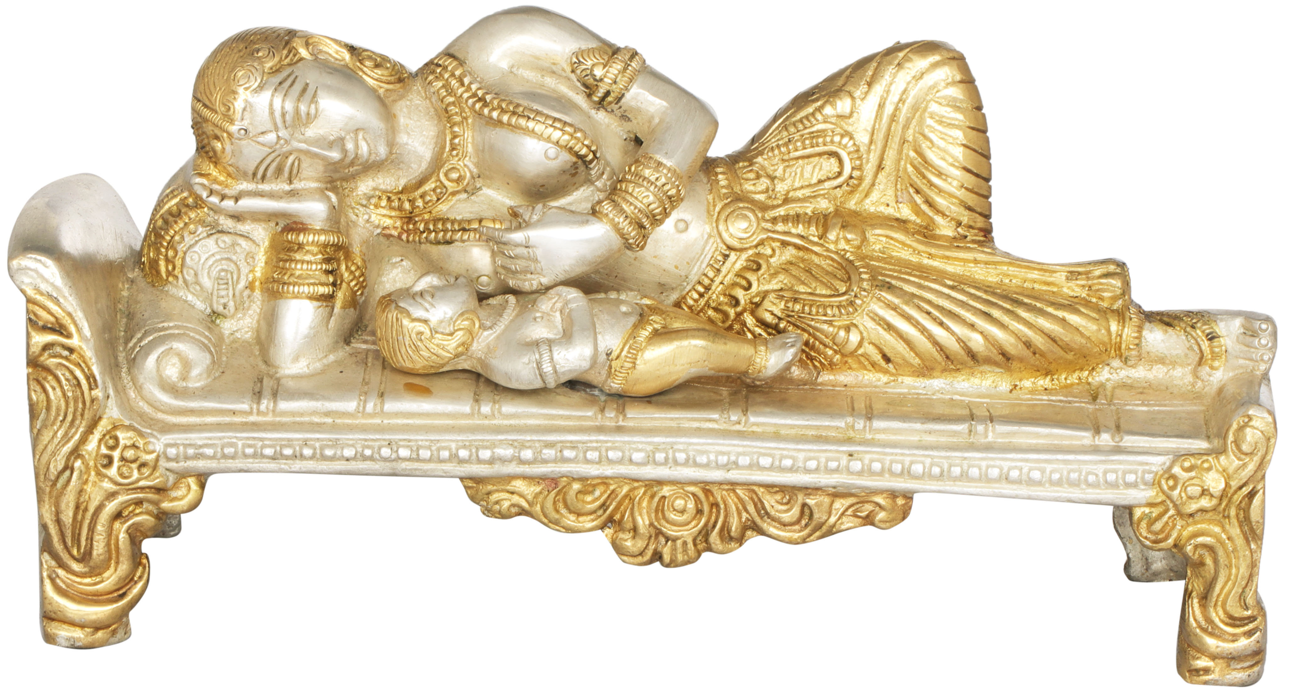 M&M -Brass Ranganathar Vishnu On Sheshaya With His Consorts / Lord Vishnu  Resting on Sesha / Brass Vishnu Lakshmi Statue